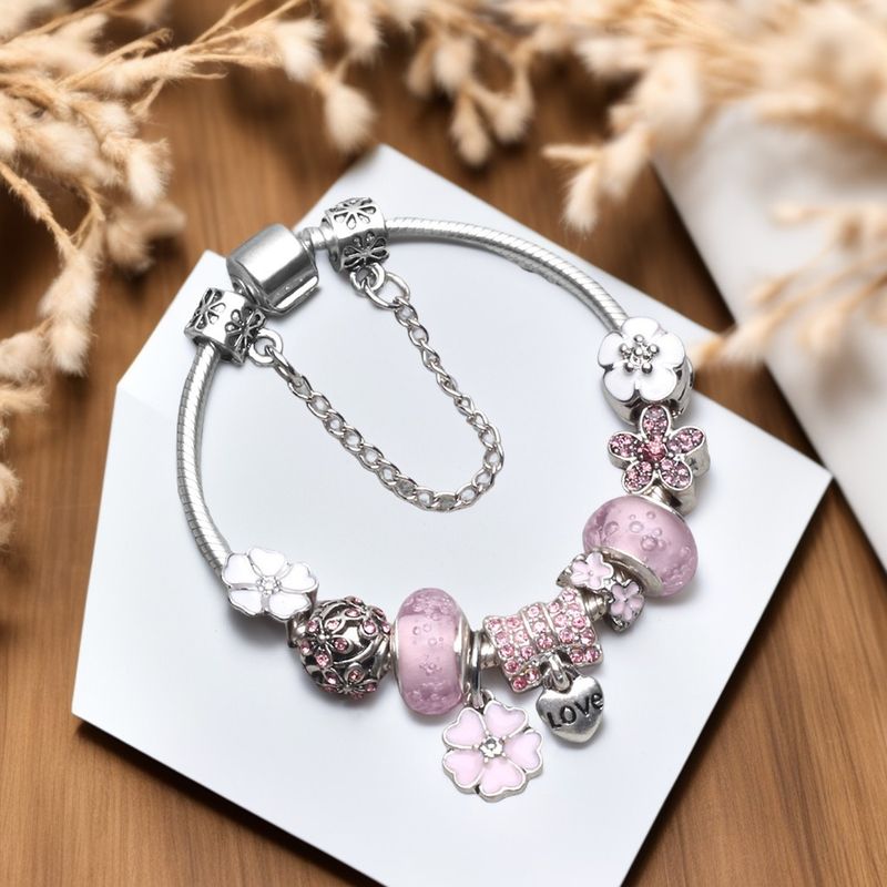 Bracciale charm in acciaio inossidabile con perline smaltate_voghion.com