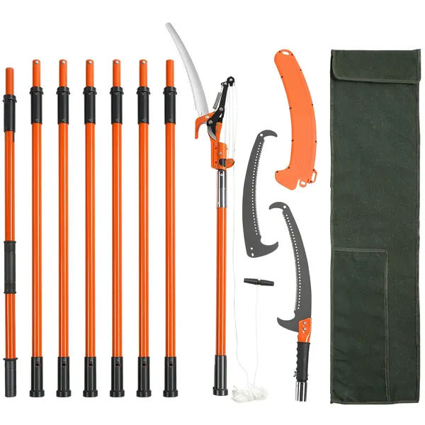 VEVOR Manual Pole Saw, 7.3-27 Ft Extendable Tree Pruner, Sharp Steel Blade And Scissors High Branches Trimming, Branch Trimmer With Lightweight 8 Fi_voghion.com