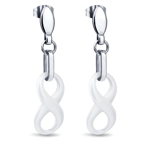 Hot sales Simple Style Ceramic Infinity Pendant Necklaces White and Black With Stainless Steel Chain Environmentally Jewelry For_voghion.com
