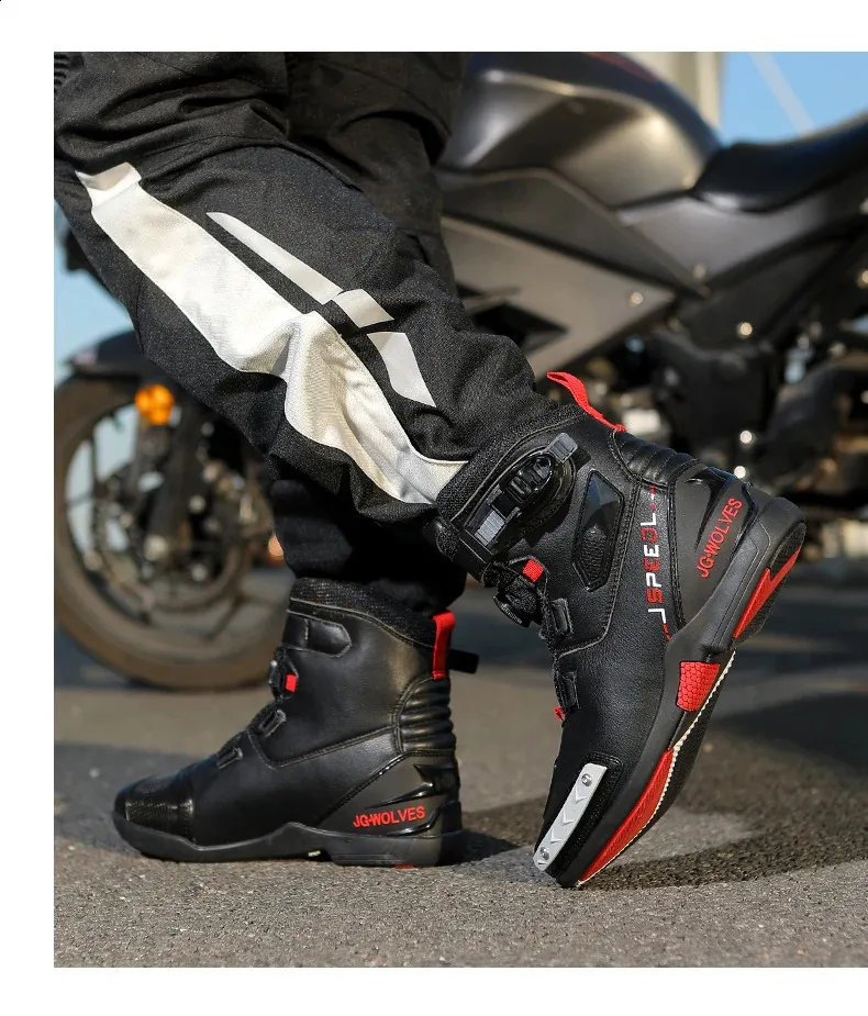 mens leather breathable anti slip wear-resistant rider boots motorcycle racing ankle length shoes 241105_voghion.com