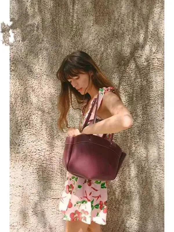 Sac à bandoulière rétro en cuir PU pour femme, pochette sous les bras, grande capacité, décontracté, portable, seau, Handba241218_voghion.com
