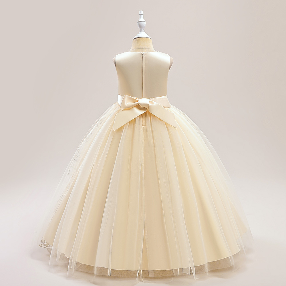 Kinderkleidung neues Mädchenkleid Prinzessinnenkleid mittlerer und großer Kinder besticktes Netzkleid Kinderferienleistungskostüme_voghion.com