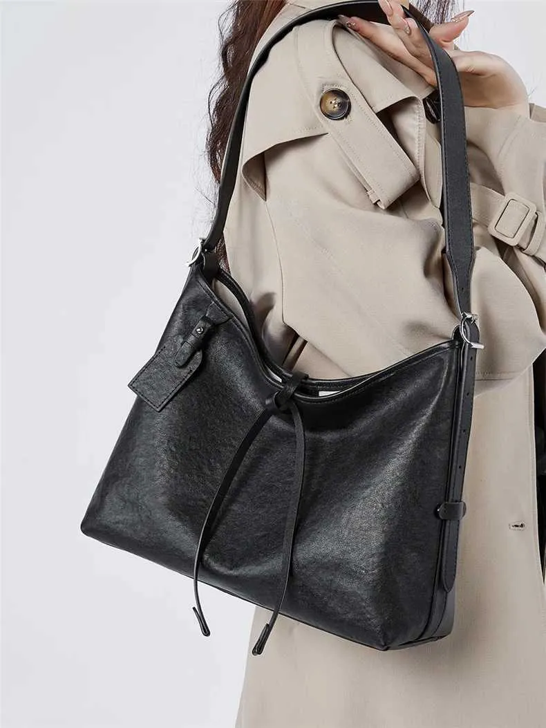 Toptrends Vintage Vera Pelle Grande Sottobraccio Borse a Tracolla per Donna 2024 Designer Semplice Donna Tote Hobo Signore_voghion.com