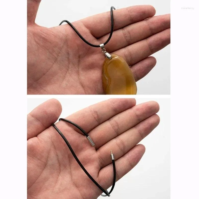 Correntes Impermeáveis Couro Trançado Colar Corda de Cera Pingente Cordão Cordão Com Fecho Seguro Macio Confortável_voghion.com