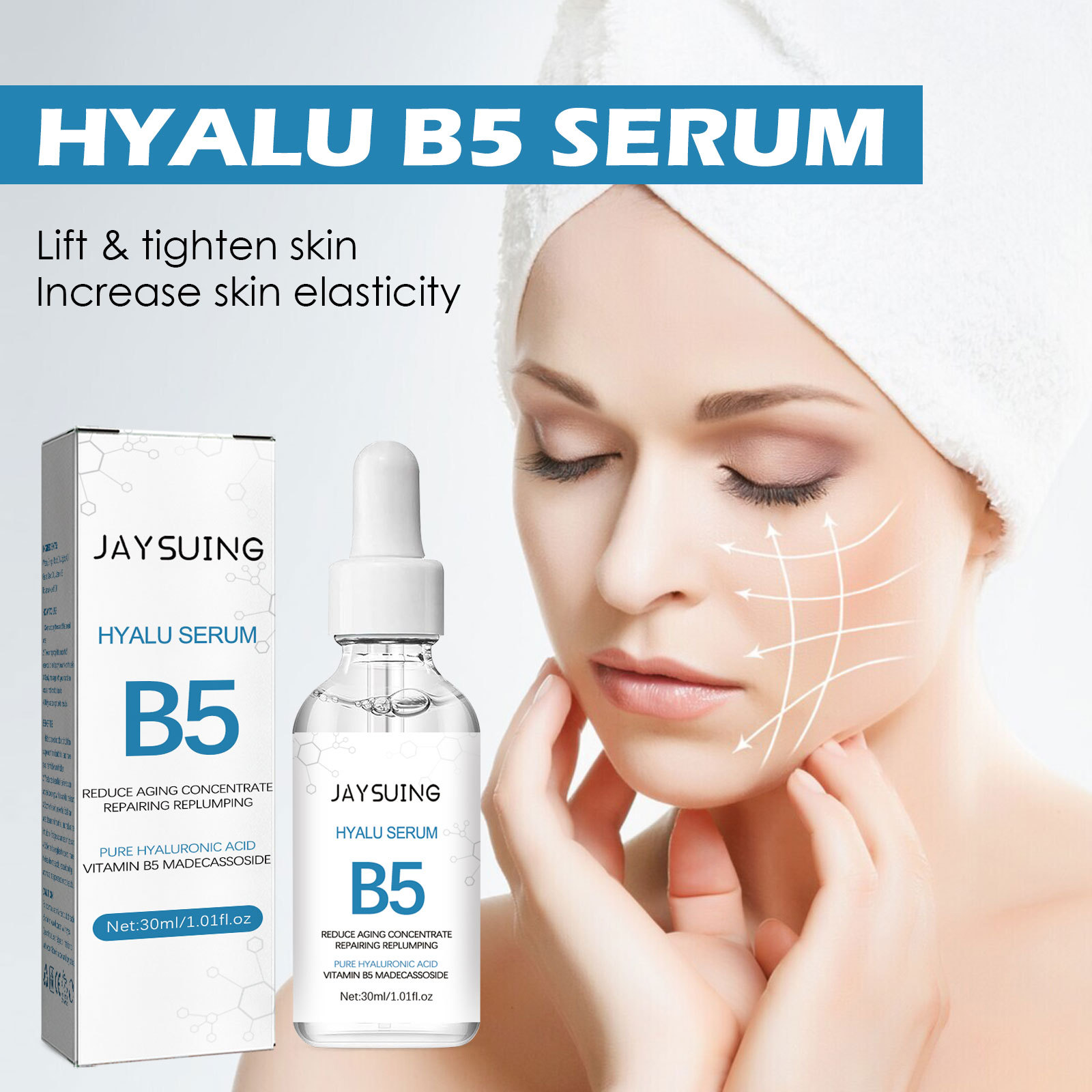 Jayswing Ansiktsbehandling för att försvaga fina linjer stramar upp ansiktshuden, återfuktar, motverkar rynkor och gör essensen ljusare_voghion.com