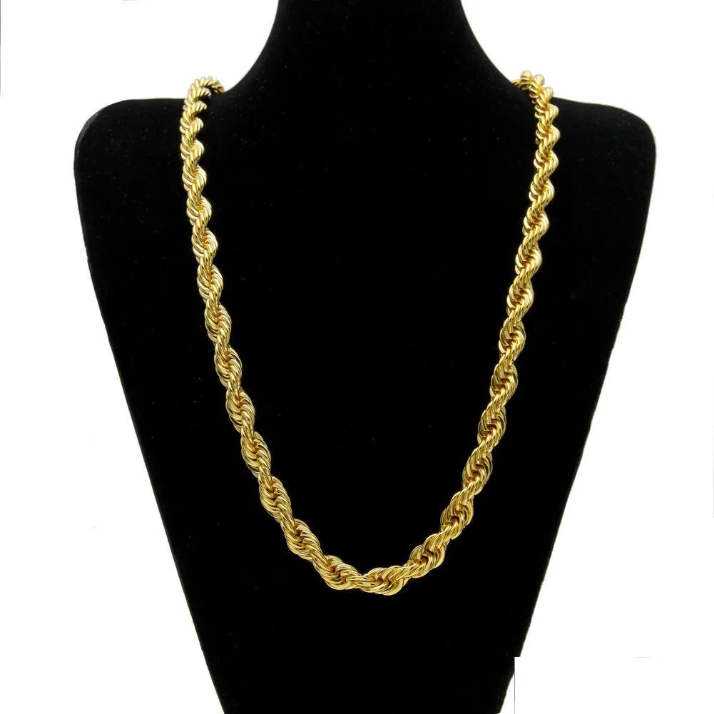 Ketten 10 mm dick, 76 cm langes Seil, verdrehte Kette, vergoldet, Hip Hop, schwere Halskette für Herren, Drop-Lieferung, Schmuck_voghion.com
