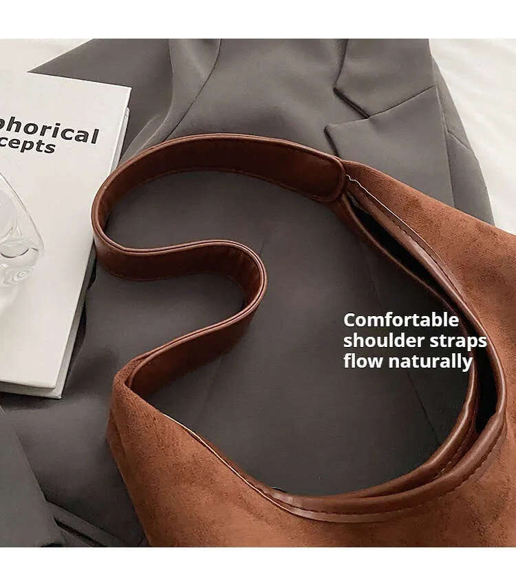New Retro Niche Suede Women's Versatile Shoulder Fashionable Underarm Tote Bag_voghion.com