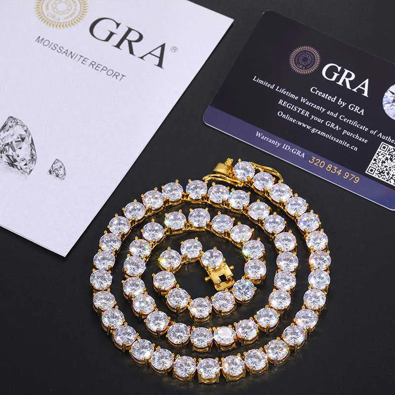 Ciondolo Moissanite da 8 mm a 10 mm, di alta qualità, VVS1, con taglio a tennis in argento Sterling S, per uomo e donna, supera i test sui diamanti._voghion.com