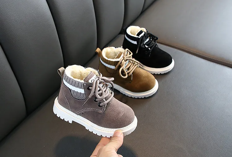 Plüsch Kinder Winter Schnee Baumwolle Stoff Kinder Schuhe Cutefeet Baby Kleinkind Jungen Mädchen Warme Stiefel Größen 21-30_voghion.com