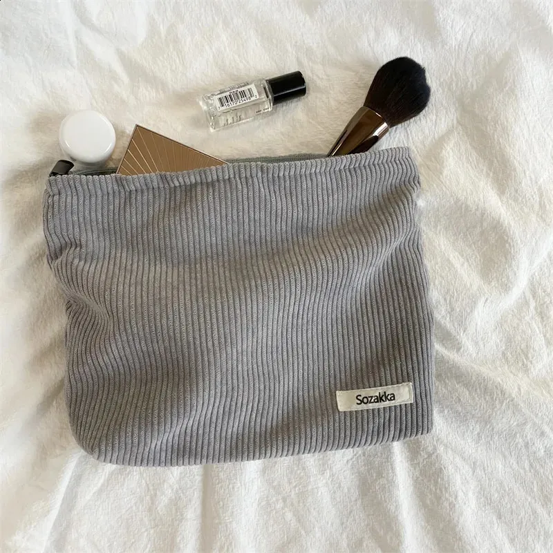 Große Kosmetiktasche aus Cordstoff für Damen, Reisetasche für Lippenstift, Organizer, Reißverschluss, Clutch, Handy-Geldbörse_voghion.com