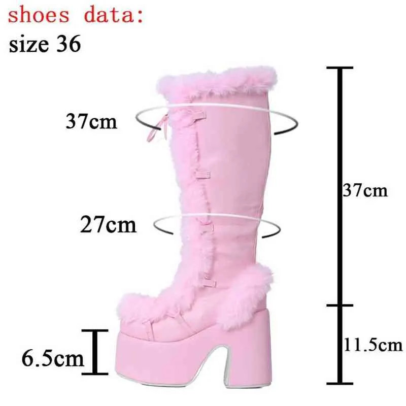 Lapolaka 2022 Fashion Waterproof Platform Heel Knee High Boots Lace Keep Warm The Winter Goth Punk Women Shoes T220915_voghion.com