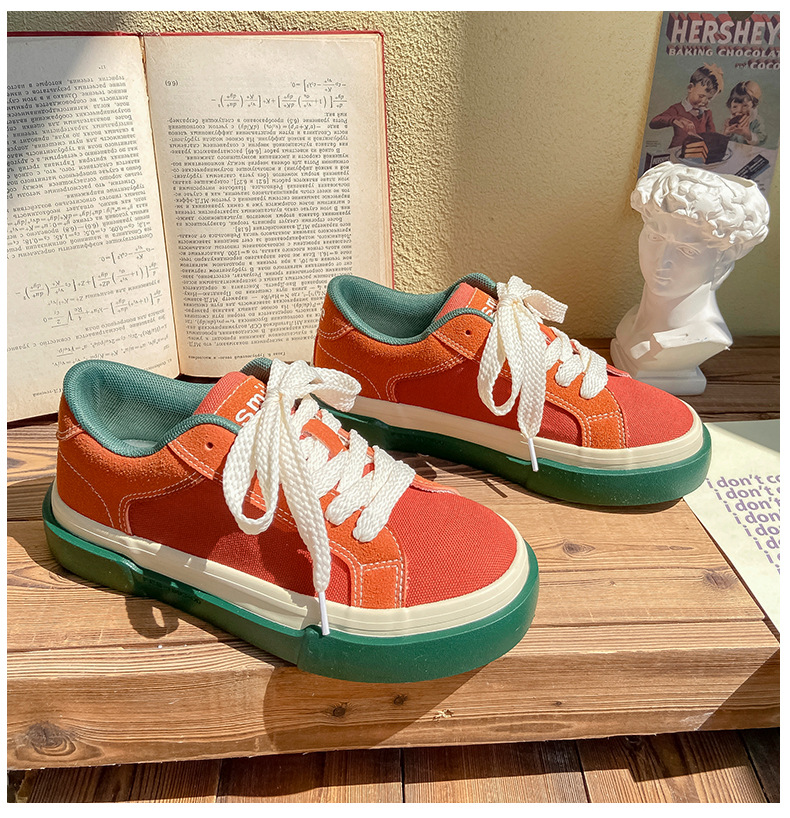 Women's Canvas Shoes Casual Round Toe Thick Sole Trainers_voghion.com
