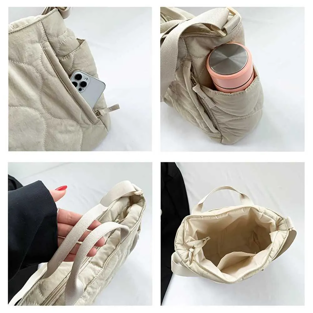 Borsa a tracolla imbottita da donna, grande capacità, borsa a mano leggera con manico superiore, tracolla regolabile, casual da viaggio_voghion.com