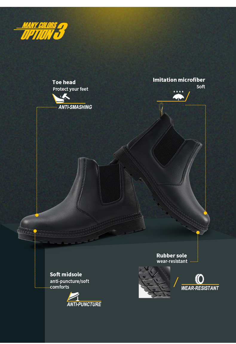 GUYISA Stivali di sicurezza Scarpe da lavoro a taglio medio Punta in acciaio Impermeabili Nero 5020 38-45_voghion.com