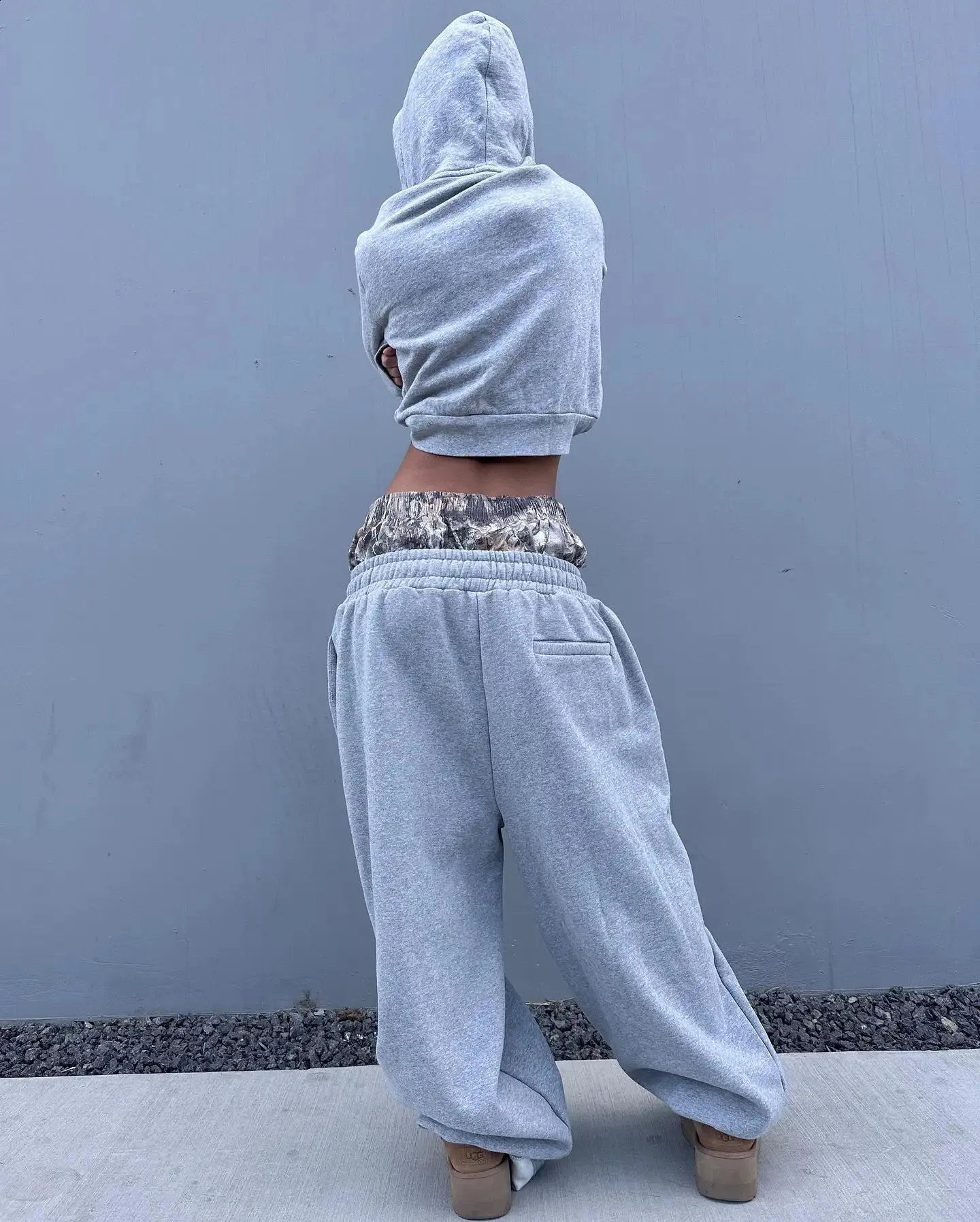 Y2K Retro Jogginghose Doppelt tailliert Besticktes Camouflage Muster Weites Bein Herren Trend Casual Streetwear Unisex Baggy_voghion.com
