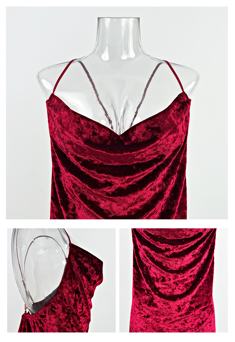 Camicia da notte donna in velluto sexy scollo all'americana_voghion.com