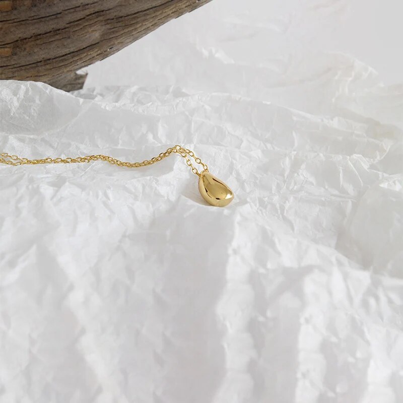 Wassertropfen Anhänger Halskette Für Damen Silberfarbenes Choker_voghion.com