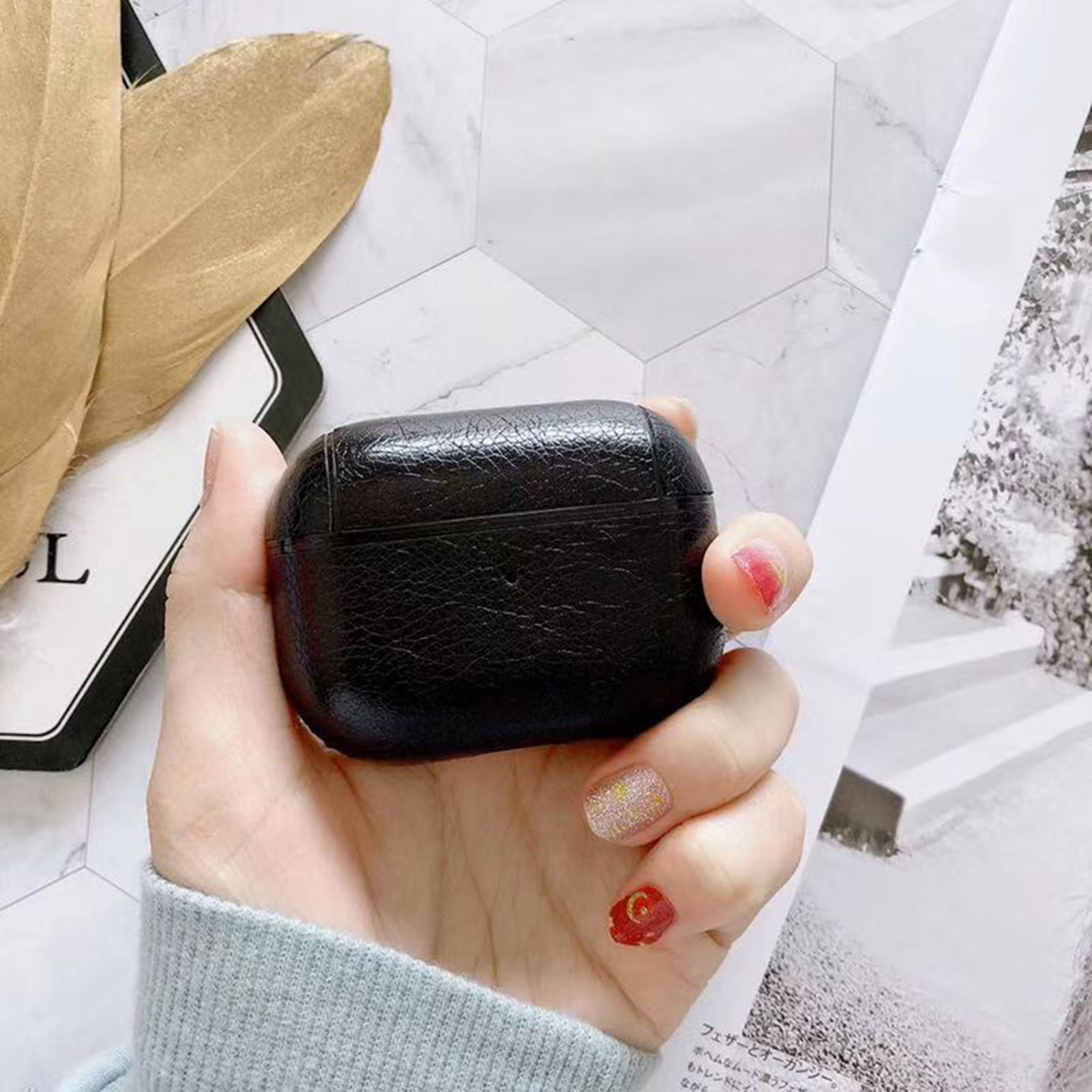 Hitech Protective Case Reserved Holes Faux Leather Bluetooth-compatible Earphone Box Cover with Hanging Hook for Pro 2_voghion.com