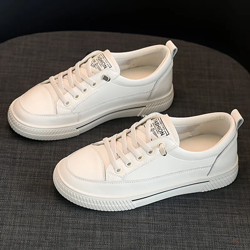 Genuine Leather Flat Bottomed Lightweight Small White With Mesh For Breathability Comfort Casual Board Shoes_voghion.com
