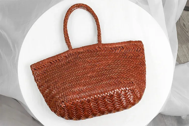 Geflochtene Ledertasche Damen Handtasche Aus Echtem Rindsleder_voghion.com