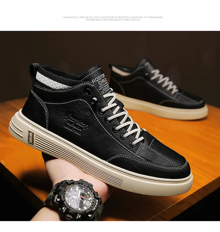 Męskie buty codzienne ze skóry wygodne sportowe sneakersy męskie_voghion.com