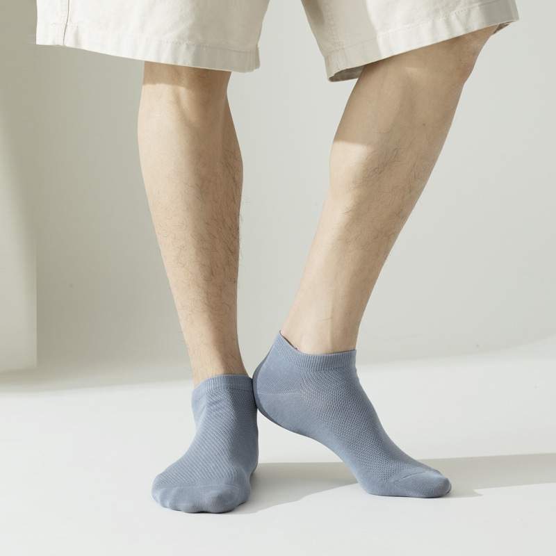 1 par de calcetines Lumi para hombre, calcetines finos de verano para barco, calcetines de algodón para estudiantes, calcetines de malla para hombre, calcetines deportivos transpirables que absorben el sudor_voghion.com