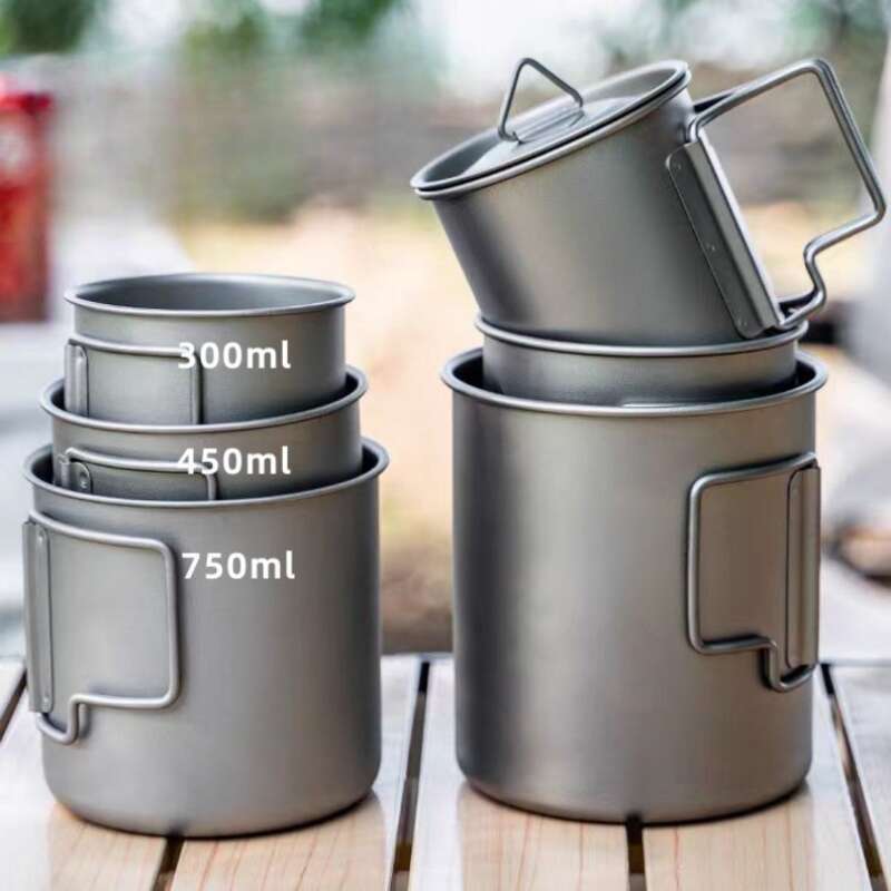 Pure Single-layer Mug, Foldable And Portable Outdoor Titanium Water Picnic Camping Travel Tea Cup, Coffee Cup_voghion.com
