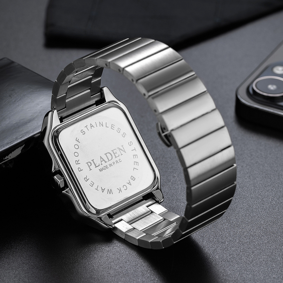 La marque PLADEN est une montre à quartz pour hommes à la mode, classique et de haute qualité avec calendrier carré en acier inoxydable pour les affaires_voghion.com