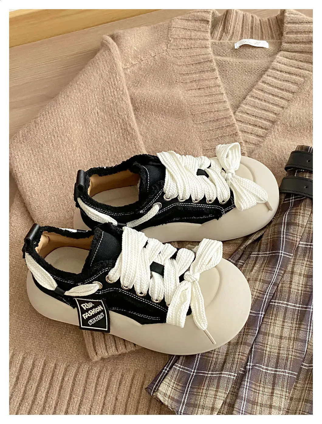 Damen Freizeitsneaker Mit Dicker Schleife Und Weicher Sohle_voghion.com