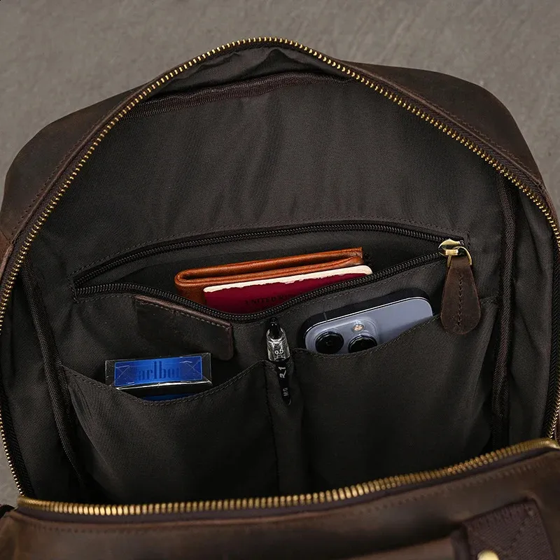 Zaino vintage Crazy Horse autentico da uomo, 14 pollici, per laptop, da lavoro, da donna, in pelle, per la scuola, grande, da viaggio_voghion.com