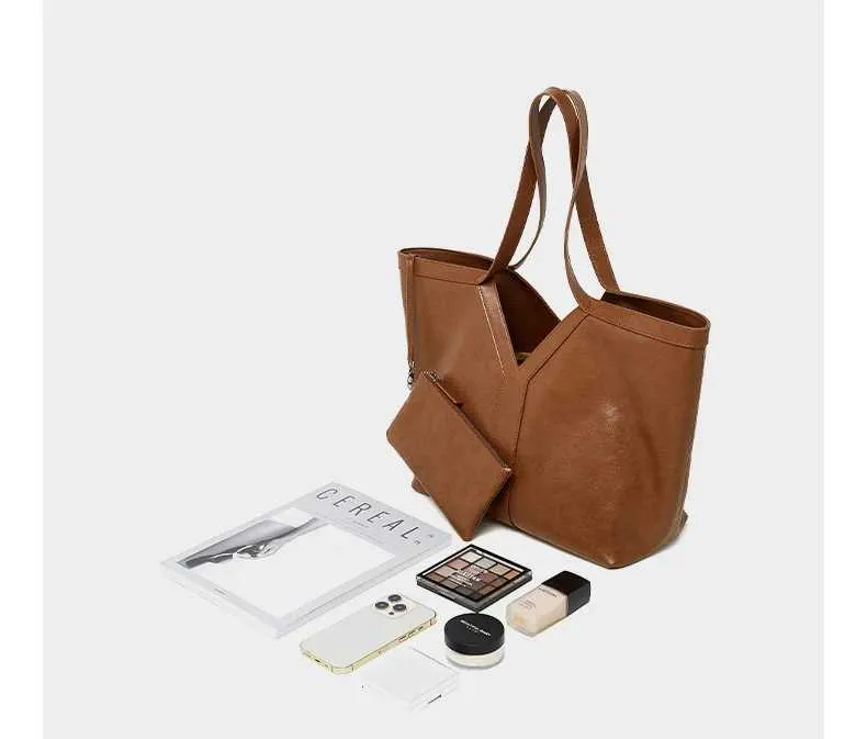 Burminsa 2-teiliges Set Leder-Einkaufstasche für den Winter 2024, Designer-Handtasche für Pendler und Einkäufer, Damenhandtasche Y241123_voghion.com