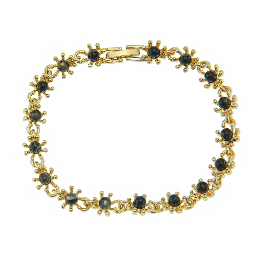 Rhinestone Heart Charm Bracelet With Gold And Silver Chain Style_voghion.com