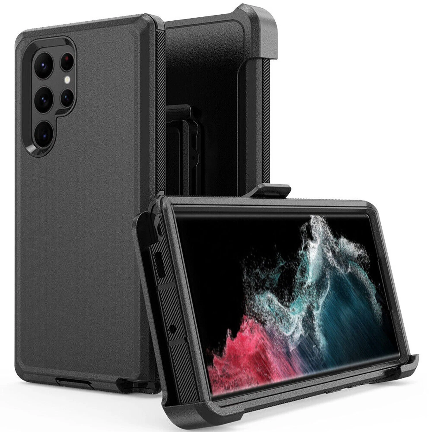 Funda con clip para Samsung Galaxy S22 Ultra/S22, compatible con Otter.box Defender + Screen_voghion.com