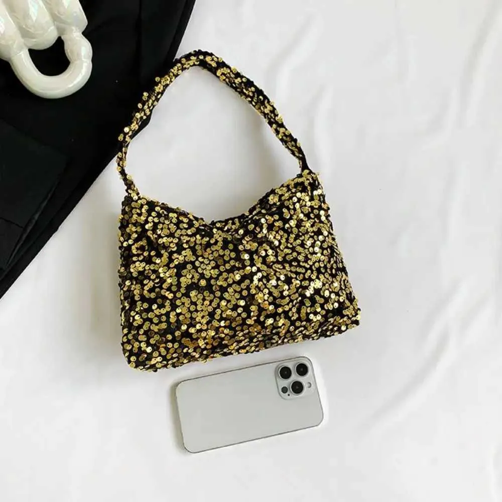 Borsa a tracolla tinta unita alla moda in stile coreano INS da sera, pochette sottobraccio, paillettes, borsa a tracolla da donna C241218_voghion.com