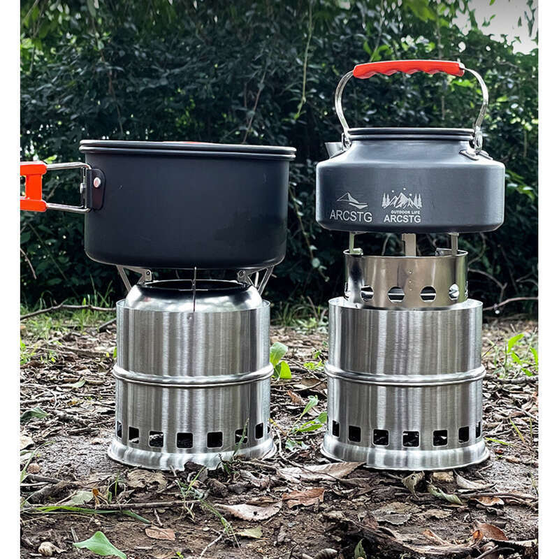 Firewood Portable Barbecue Stainless Steel Folding Alcohol Outdoor Stove_voghion.com