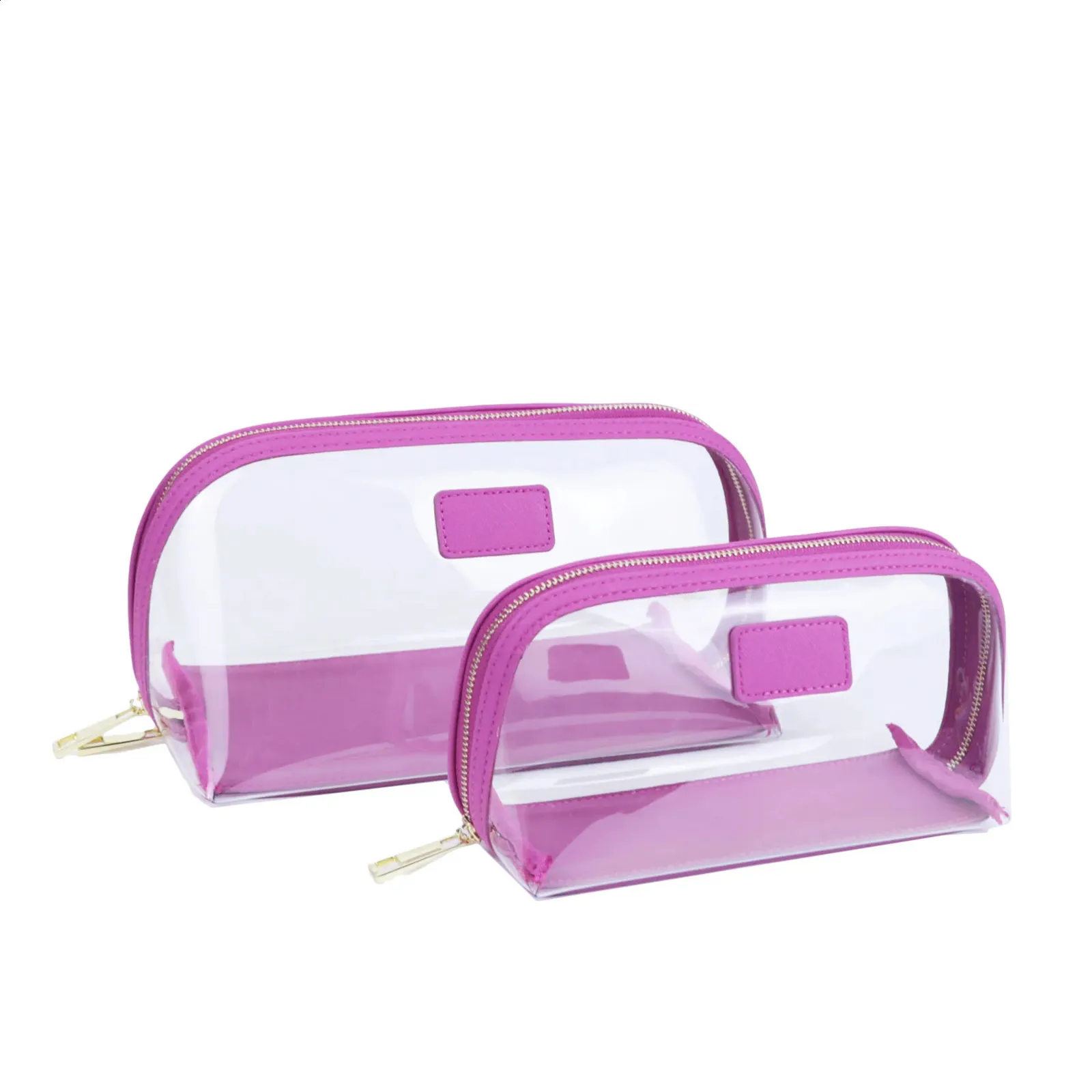 Set da viaggio in vera pelle personalizzato, porta pennelli da trucco impermeabile, borsa cosmetica portatile in PVC trasparente TPU 240805_voghion.com