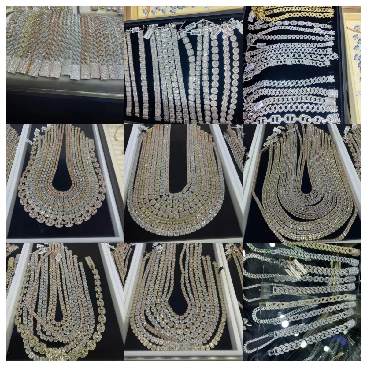 Pendant 15mm Hip Hop VVS Diamond Baguette Cuban Link Chain Moissanite Sier Jewelry Box Necklaces Hiphop_voghion.com