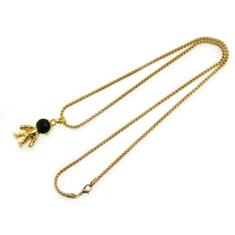 Colliers pendentifs Hip Hop Space Astronaut Pendentifs Collier pour hommes Rappeur Bijoux Cadeaux Or Argent Couleur Goutte_voghion.com