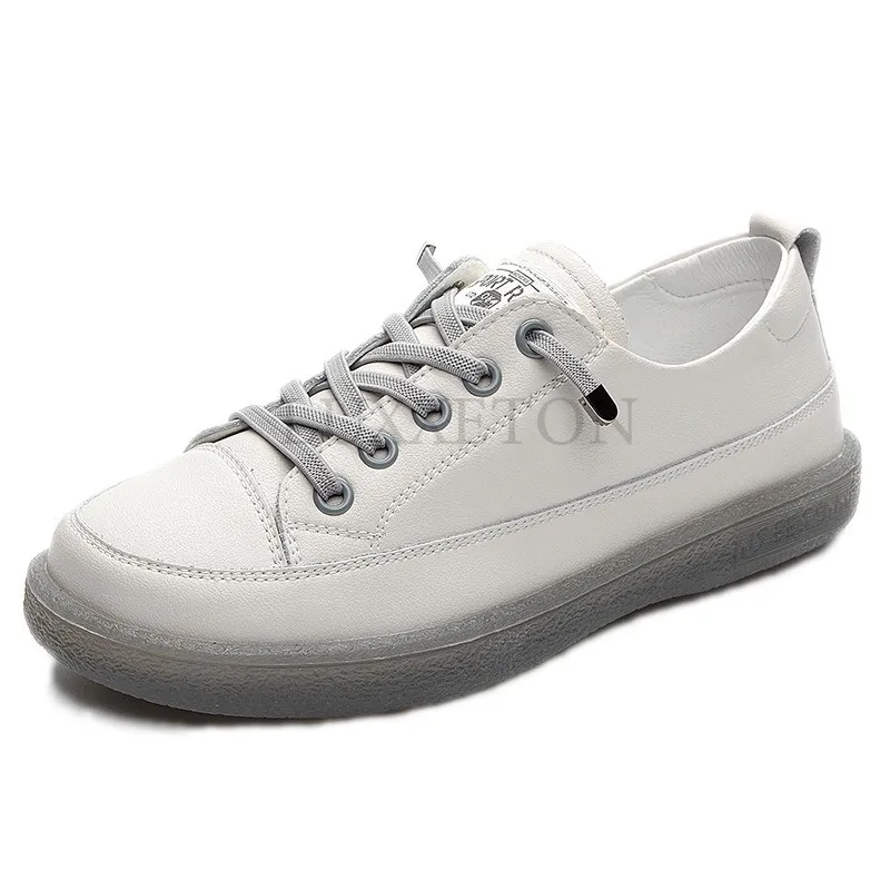 Comfortable Women's Leather Board Shoes Lightweight Flat Design_voghion.com