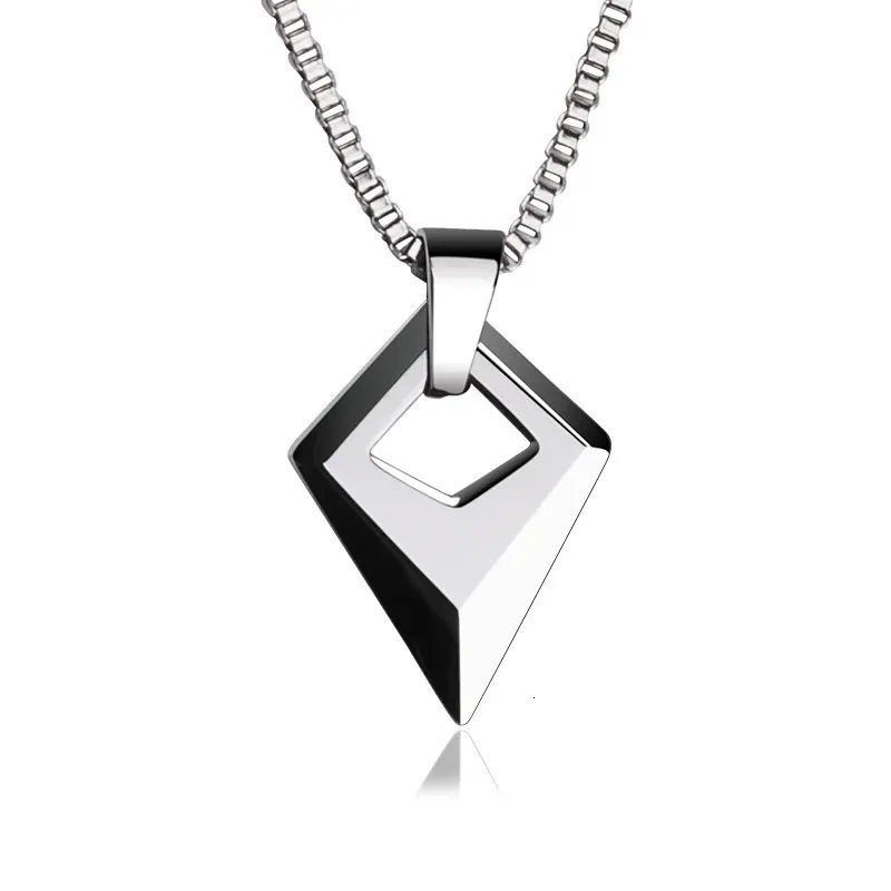 Customized Sier Color Tungsten Pendant Man with Titanium Steel Chain Necklace Length 50cm/55cm for Males Gift 240710_voghion.com