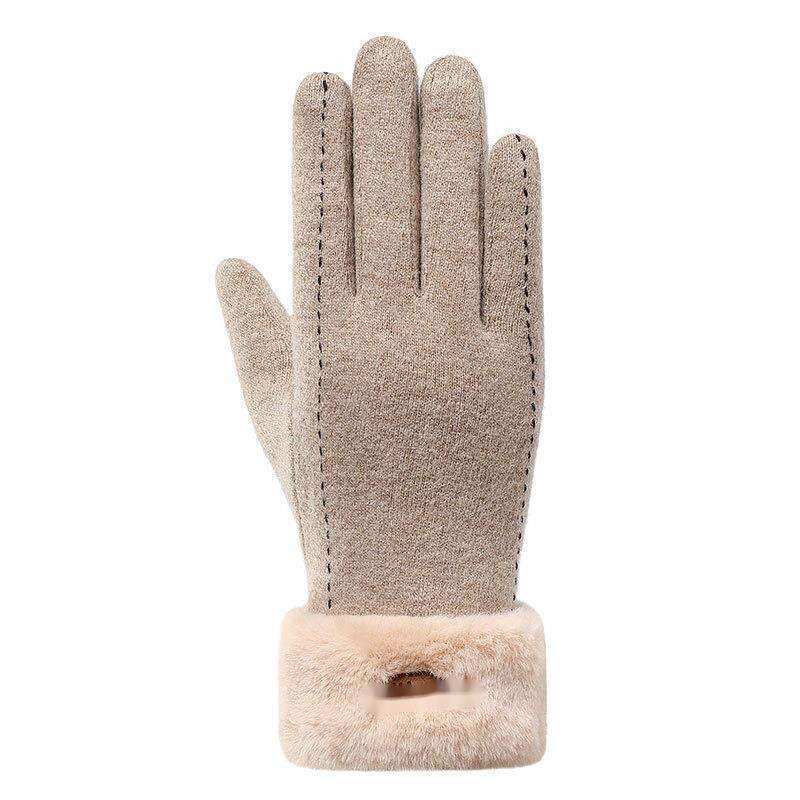 Neue Kaschmirwollhandschuhe für Damen im Winter, süßes Radfahren, warm und plüschig, dicker Touchscreen für kaltes Skifahren_voghion.com
