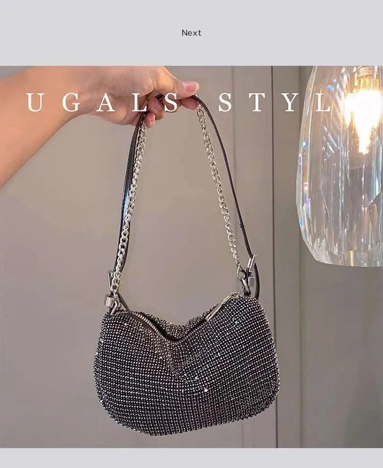 Crystal Rhie Dia Fashion Half Moon Borsa da donna Bg Shiny Even Wedd Party Clutch Borsa a tracolla Street_voghion.com