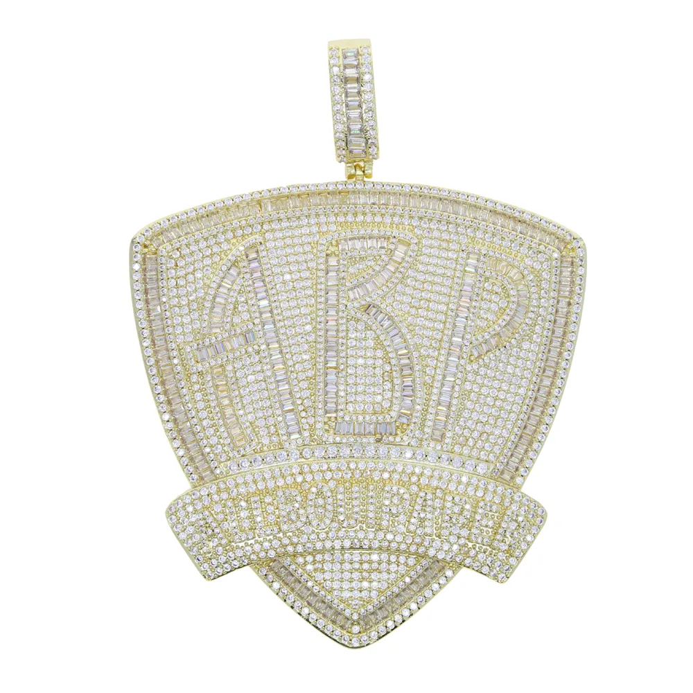 Collier avec pendentif en forme de baguette en zircone cubique et lettres initiales ABP pour homme, style hip-hop et punk_voghion.com