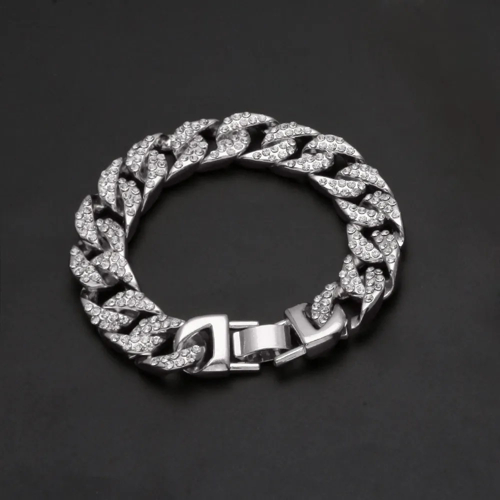 Personalised Gold Cuban Link Chain Bracelet Bling Iced Out Jewelry_voghion.com