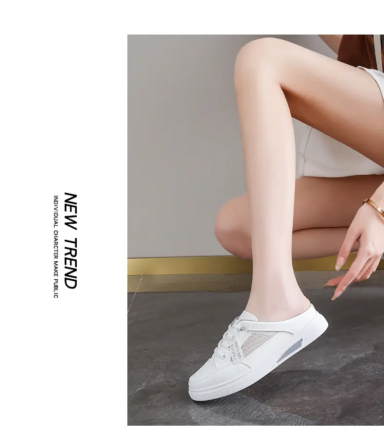 Damen Freizeitschuhe Atmungsaktive Halbschuhe Weiße Slipper_voghion.com