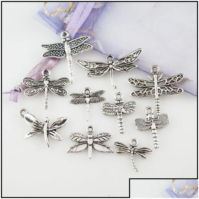 Charm libellula ciondolo animale placcato argento per gioielli_voghion.com
