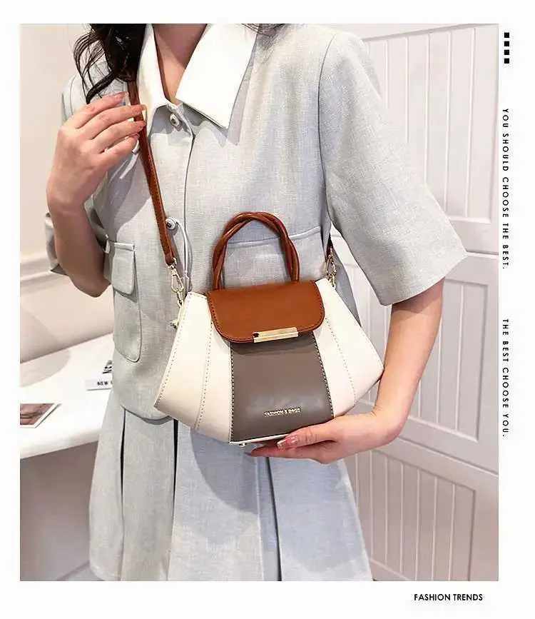 Explosions Contrast Color Portable Female Spring and Summer Niche Design Joker Small Bag Advanced Texture Shoulder_voghion.com