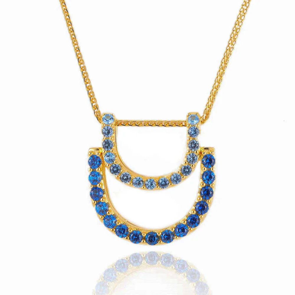 Collana con ciondolo a forma di ferro di cavallo in moissanite alla moda, in argento sterling, zaffiro e spinello, gioielli con pietre preziose alla moda, Lucky Moiss_voghion.com