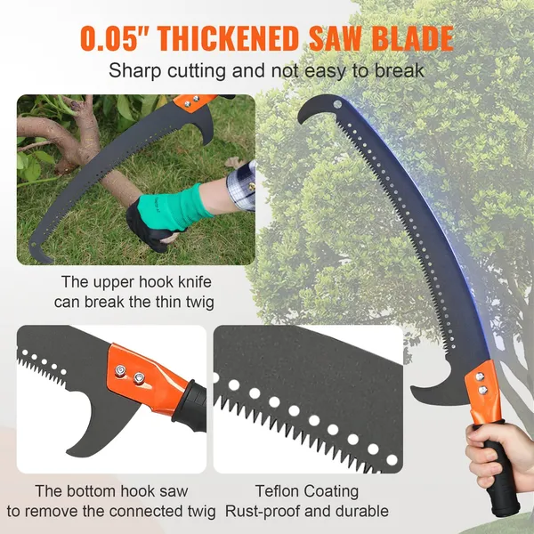 VEVOR Manual Pole Saw, 7.3-27 Ft Extendable Tree Pruner, Sharp Steel Blade And Scissors High Branches Trimming, Branch Trimmer With Lightweight 8 Fi_voghion.com