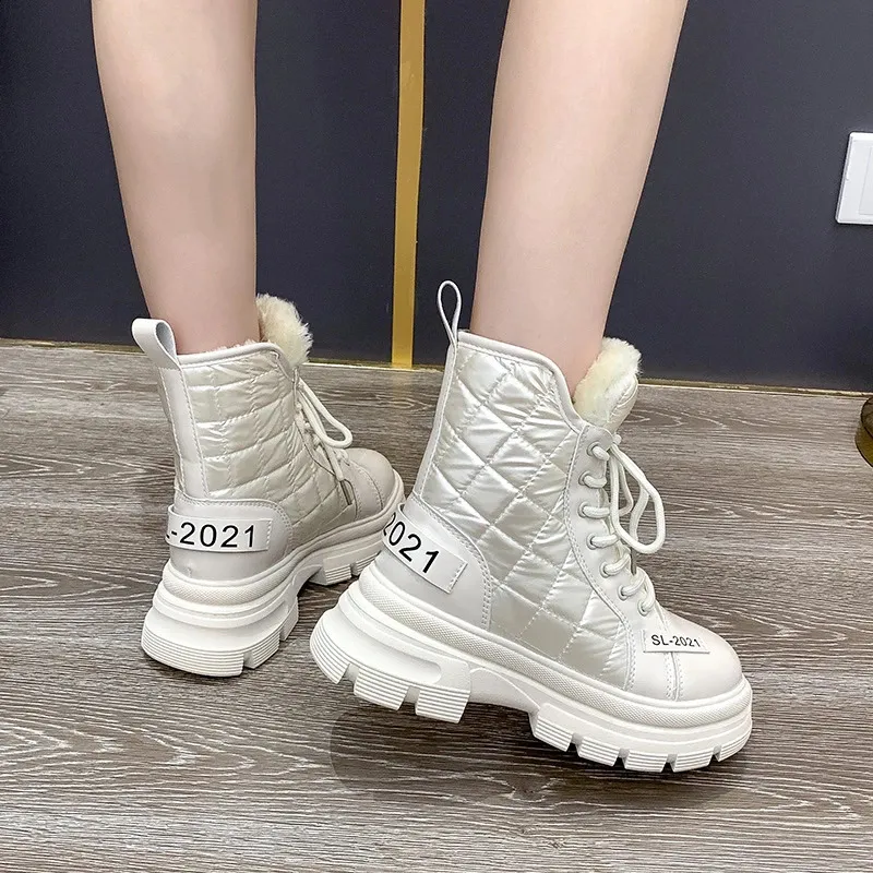 Snow Platform Warm Ankle Boots For Women Waterproof Fur Lined_voghion.com